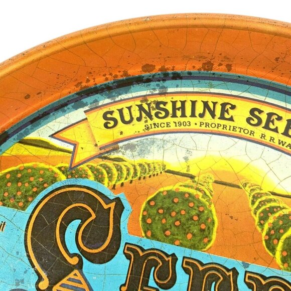 Vintage Sunshine Seed Co Metal Bar Tray By Cheinco 1970s Fruit Vegetable Design - Picture 4 of 8